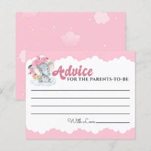 Advies Kaarten Roze Floral Elephant Girl Baby show