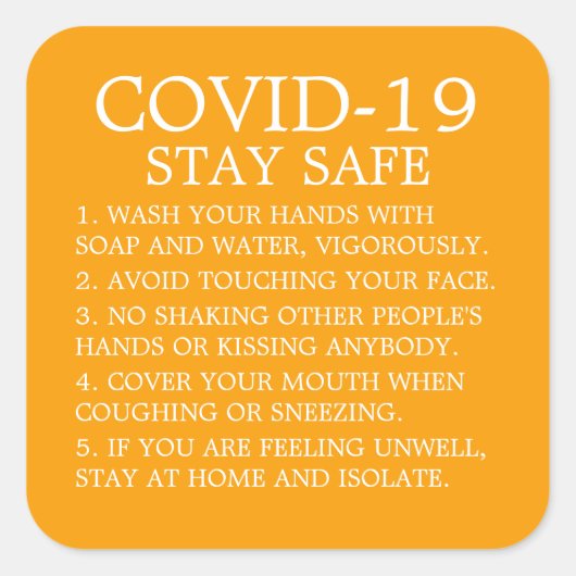 Advies van Covid-19 Vierkante Sticker (Voorkant)