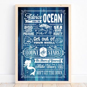 Advies Van De Oceaan Schattige Strand Quote Poster