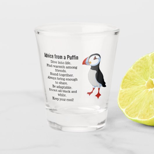 Advies van een Puffin Design Shot Glas (Voorkant)