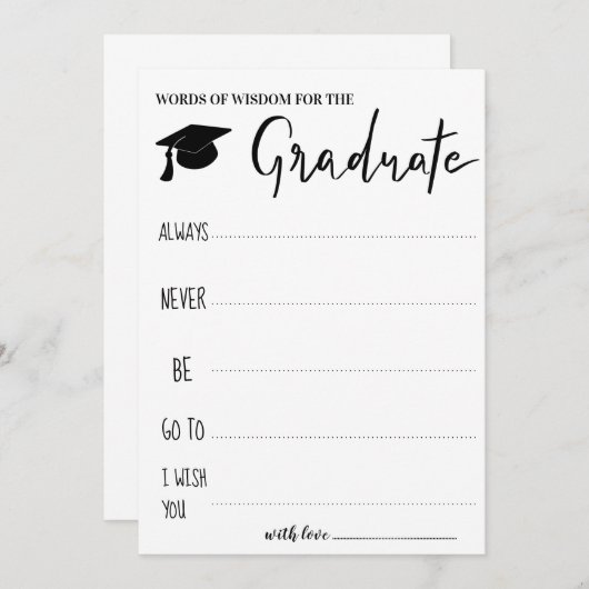 Advies voor de Afstuderen | Woorden van Wisdom Kaart (Voorkant / Achterkant)