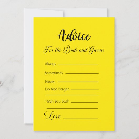 Advies voor de bruid en bruidegom Helder geel Kaart (Voorkant)