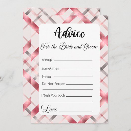 Advies voor de bruid en bruidegom Rood Plaid Kaart (Voorkant / Achterkant)
