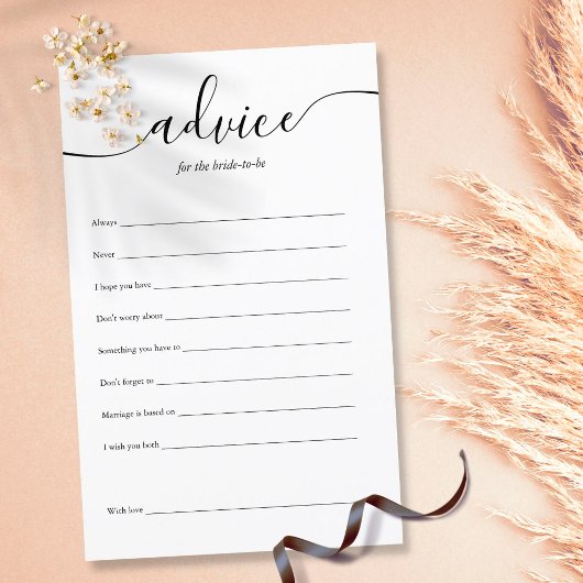 Advies voor de bruid script bruiloft kaart