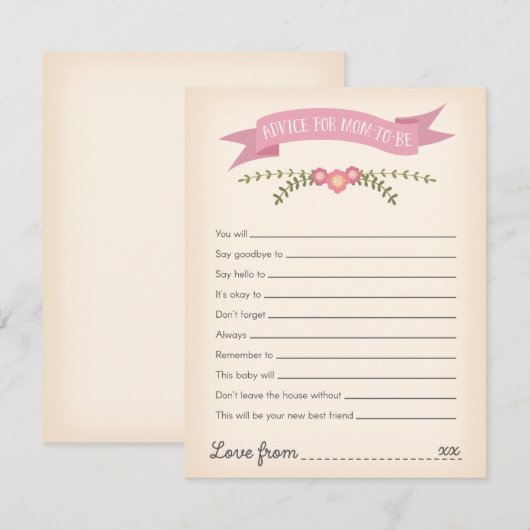 Advies voor de mammie-om-Baby shower-game-kaart Kaart (Voorkant / Achterkant)