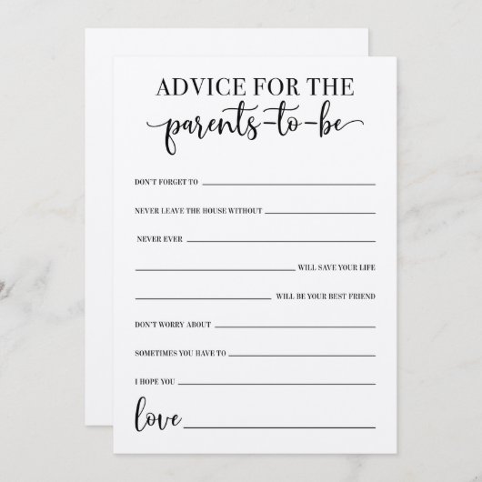 Advies voor het ouderschapsspel programma (Voorkant / Achterkant)