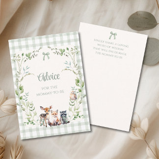 Advies voor mama-to-be voor Woodland-babyfeestje Informatiekaartje