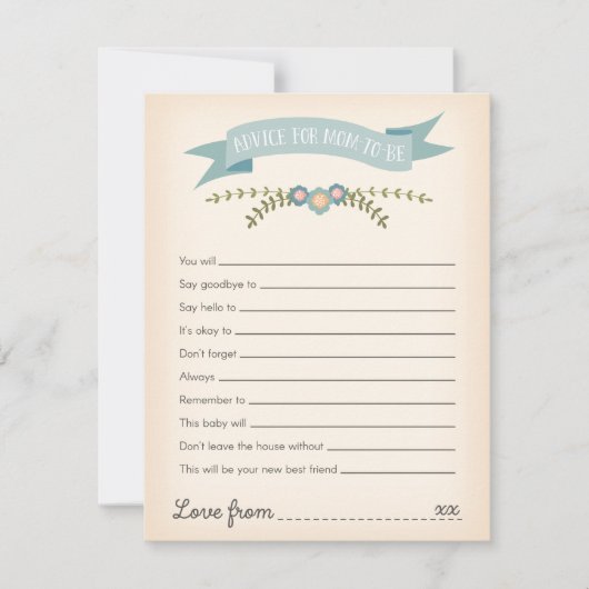 Advies voor mammie-om-Baby shower game Kaart (Voorkant)