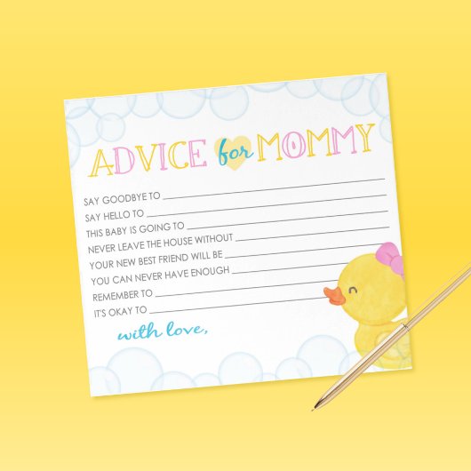 Advies voor Mom Girl Rubber Duck Baby shower Advie Notitieblok