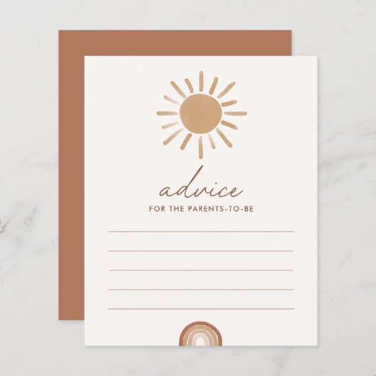Advies voor ouders Boho Sunshine Baby shower Game (Voorkant / Achterkant)