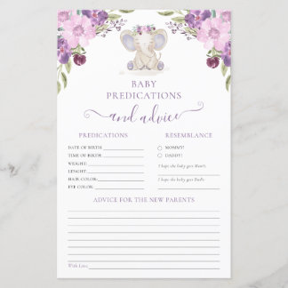 Advies voor Ouders Olifant Meisje Baby Shower Spel