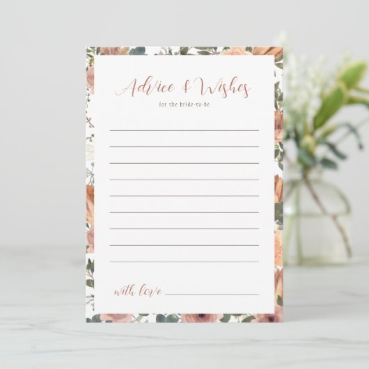 Advies & Wensen Blush Bloemen Herfst Vrijgezellenf Kaart (Staand voorkant)