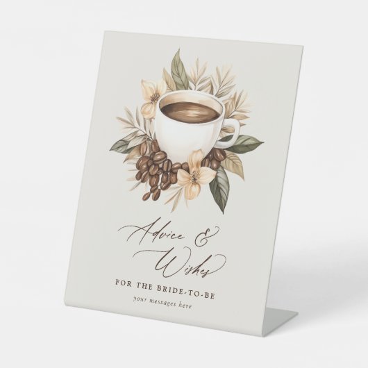 Advies & wensen Floral Coffee Vrijgezellenfeest Reclamebord Met Voetstuk (Voorkant)