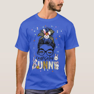 Adviseur Bunny Leopard Messy Bun School Counselor T-shirt