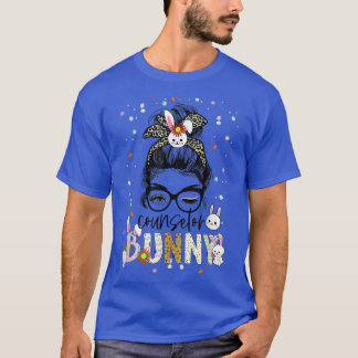 Adviseur Bunny Leopard Messy Bun School Counselor T-shirt