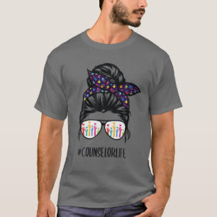 Adviseur Life Messy Bun Hair Glasses terug naar Sc T-shirt