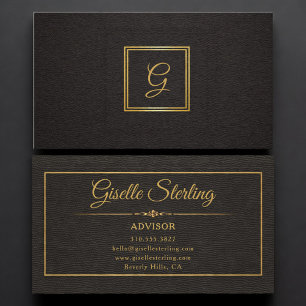 Adviseur Monogram Goud Zwart Professioneel Visitekaartje