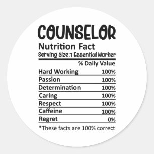 Adviseur Nutrition Facts School counseling Gift Ronde Sticker