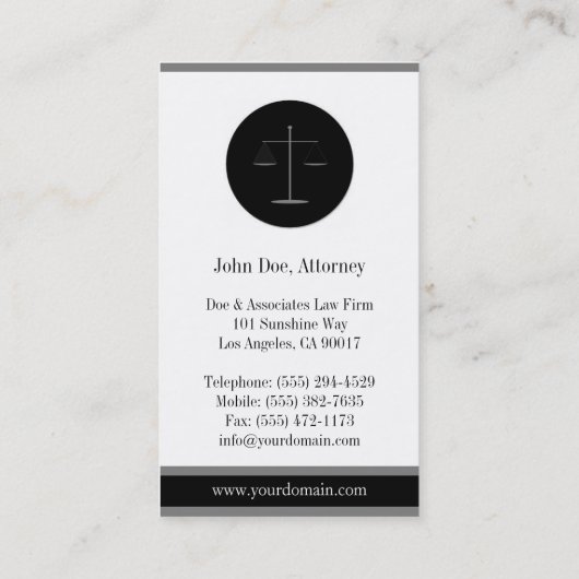 Advocaat advocatenkantoor B/W Silver Stripes Visitekaartje (Achterkant)