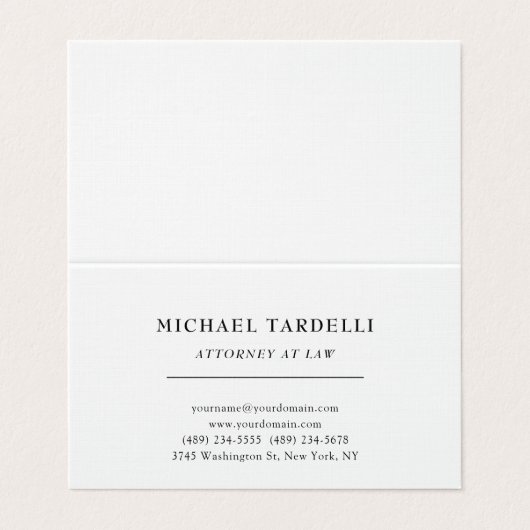 Advocaat bij Law Linen Minimalist Classical Pro Visitekaartjes (Buitenkant ongevouwen)