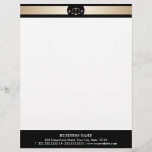 Advocaat bij wet Gold Border Law Scales Lawyer Persoonlijk Briefhoofd