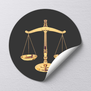 Advocaat bij Wet Gold Scale of Justice Ronde Sticker