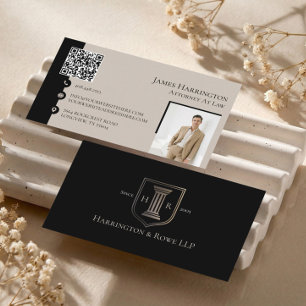 Advocaat Black Luxe Monogram QR-code Foto Visitekaartje