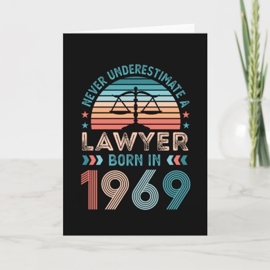 Advocaat geboren in 1969 60th Birthday Law Gift At Kaart (Voorkant)