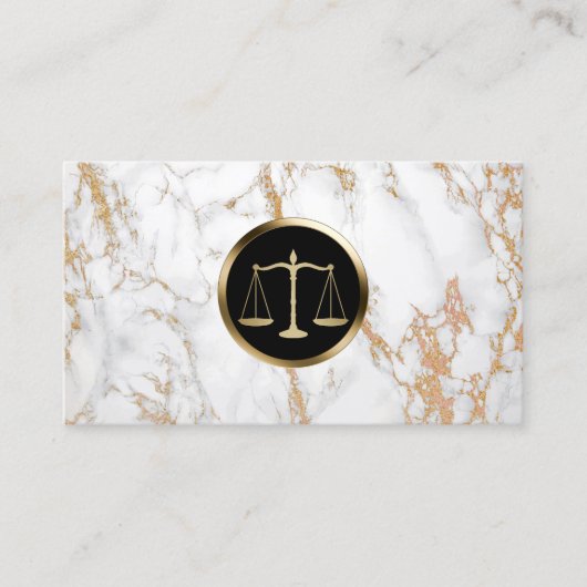 Advocaat Gold Scale Logo Trendy Marble Visitekaartje (Voorkant)
