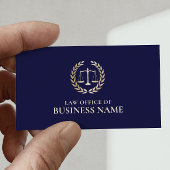 Advocaat Gold Scale of Justice Elegant Navy Visitekaartje