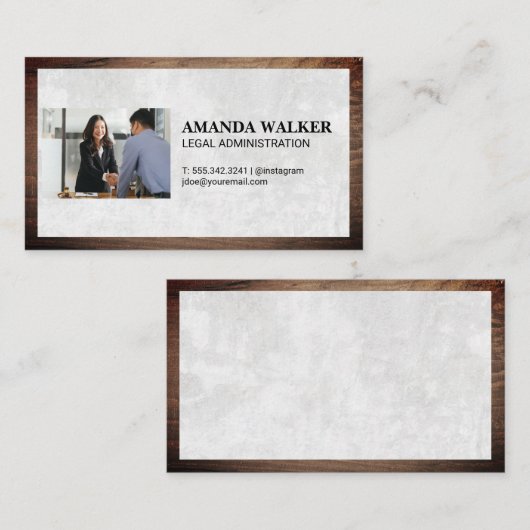Advocaat | Houten Frame | Witte Textuur Visitekaartje (Voorkant / Achterkant)