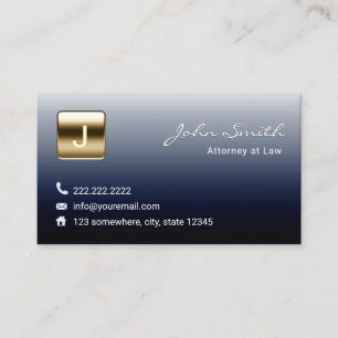 Advocaat Koninklijk Blauw Goud Monogram Stempel Visitekaartje