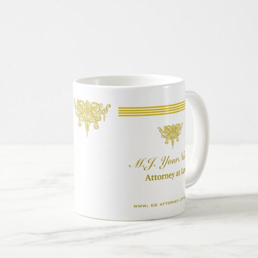 Advocaat luxe strepen en goud Justice embleem Koffiemok (Voorkant rechts)