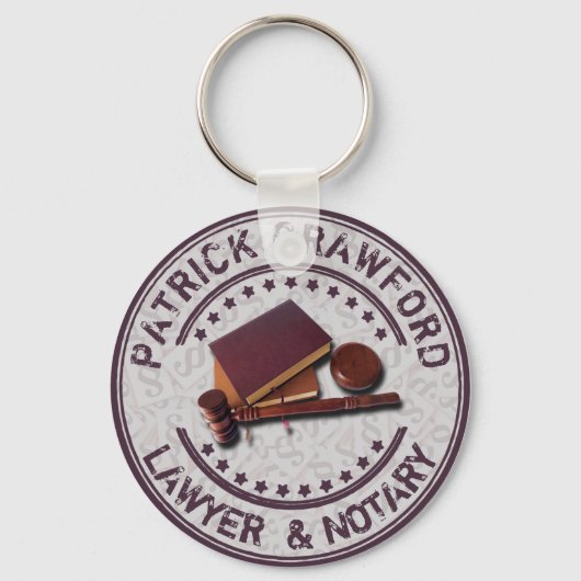 Advocaat of Notaris met rechter Hammer en naam Sleutelhanger (Voorkant)