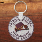 Advocaat of Notaris met rechter Hammer en naam Sleutelhanger (Voorkant)