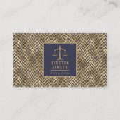 Advocaat QR-code blauw goud geometrisch deco patro Visitekaartje (Voorkant)