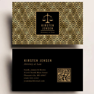 Advocaat QR-code zwart gouden geometrisch deco-pat Visitekaartje