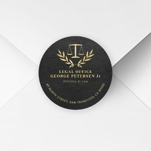 Advocaat schaal van justitie retour adres ronde sticker