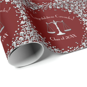 Advocaat School Maroon Silver Graduparty Cadeaupapier