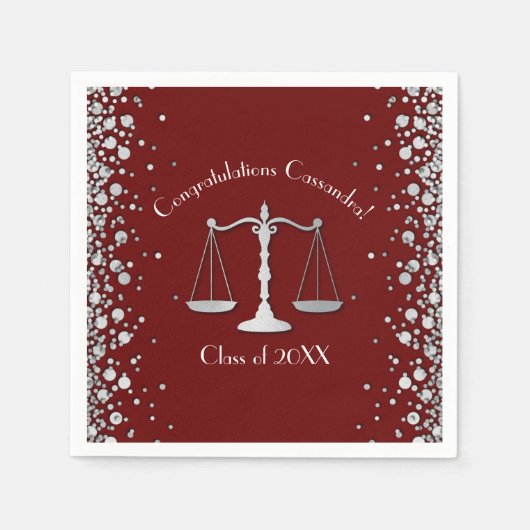 Advocaat School Maroon Silver Graduparty Servet (Voorkant)