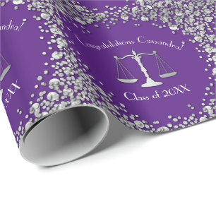 Advocaat School Paars Silver Graduparty Cadeaupapier