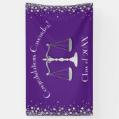 Advocaat School Paars Silver Graduparty Spandoek (Verticaal)