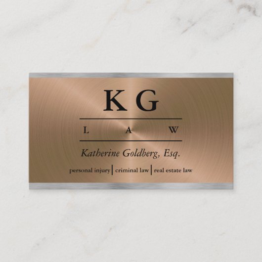 Advocaat Shiny Copper Silver Visitekaartje (Voorkant)
