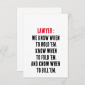Advocaat We weten wanneer ze vast te houden, weten Bedankkaart (Voorkant / Achterkant)