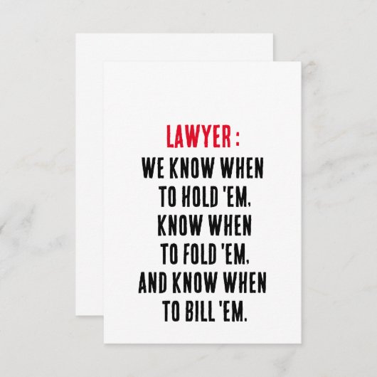 Advocaat We weten wanneer ze vast te houden, weten Bedankkaart (Voorkant / Achterkant)