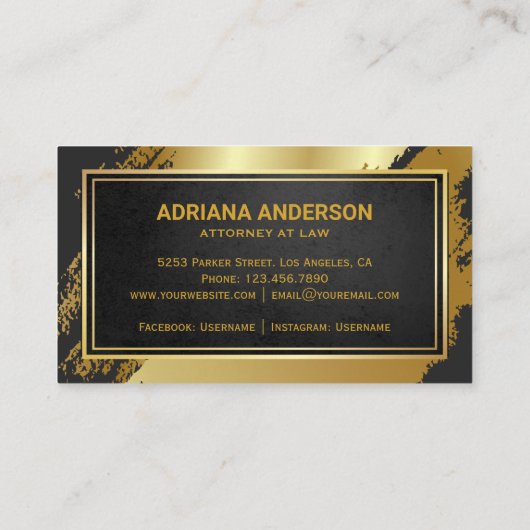 Advocaat zwart & gouden schaal professioneel visitekaartje (Achterkant)