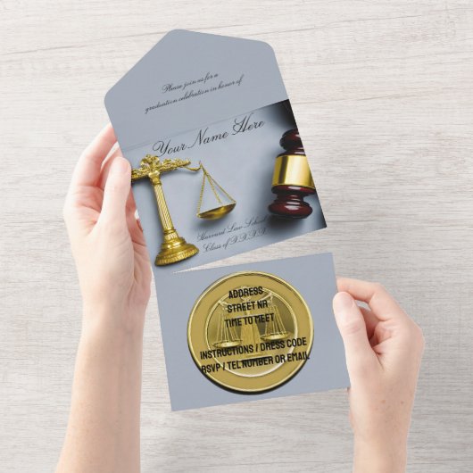 Advocate en felicitatiekaart all in one uitnodiging (Afscheurbaar)