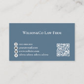 Advocaten Advocaten bij wet blauw grijs QR code Visitekaartje (Achterkant)