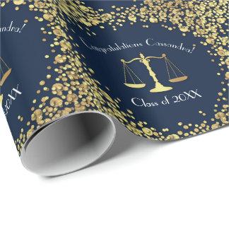 Advocatenrechtenfaculteit Blauw Gold Graduparty Cadeaupapier