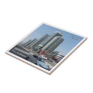 AE030 FUJAIRAH-gebouwen, VAE, Midden-Oosten; Tegeltje